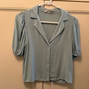 Pull & Bear Teal Cropped Blouse